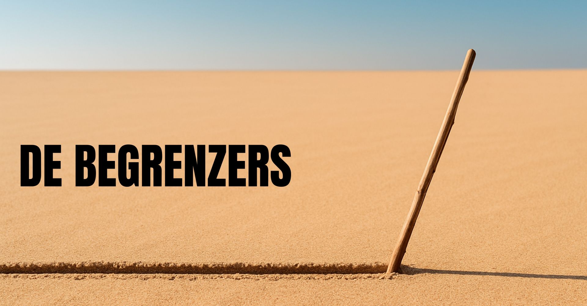streep in het zand met letters